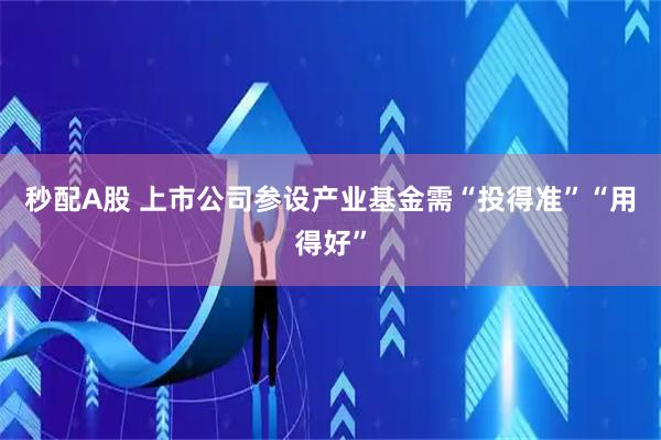 秒配A股 上市公司参设产业基金需“投得准”“用得好”
