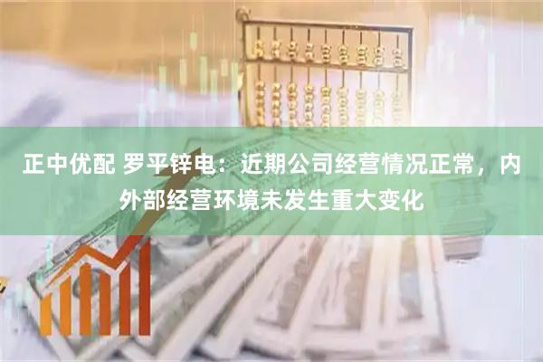 正中优配 罗平锌电：近期公司经营情况正常，内外部经营环境未发生重大变化